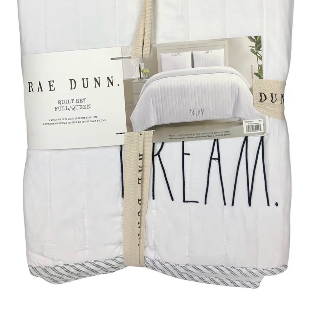 Rae Dunn Dream White Quilt Set